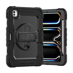 Xccess Tablethoes geschikt voor Apple iPad Pro 11 Inch (2024) Hardcase Backcover | Xccess Survivor All-round + Schouderband | Schokbestendig iPad Pro 11 Inch (2024) Telefoonhoesje | Anti Shock Proof + Standaard - Zwart