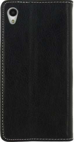 Xccess Telefoonhoesje geschikt voor Sony Xperia M4 Aqua Hoesje | Xccess Bookcase | Pasjeshouder voor 1 Pasje | Telefoonhoesje voor Pinpas / OV Kaart / Rijbewijs - Zwart