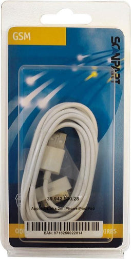 Xccess USB-A naar Apple 30-Pin Kabel 2 Meter - Wit
