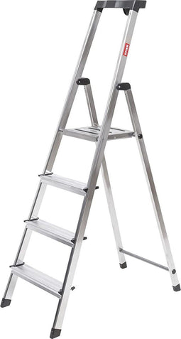 STIER Stepladder - 4 treden - Eenzijdige toegang - Aluminium 2,85 m (3,4 kg)