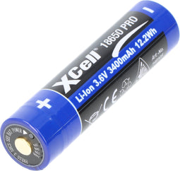 XCell Pro 18650 Li-Ion batterijbeveiligde Li-Ion batterij, met USB-C oplaadaansluiting, min. 3250mAh max. 3400mAh, 3,6 volt, 71,1mm x 18,8mm