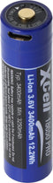 XCell Pro 18650 Li-Ion batterijbeveiligde Li-Ion batterij, met USB-C oplaadaansluiting, min. 3250mAh max. 3400mAh, 3,6 volt, 71,1mm x 18,8mm