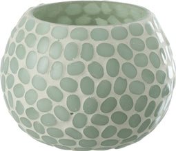 J-Line theelichthouder Bol - glas - wit/lichtblauw - small - 2 stuks