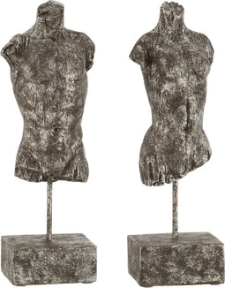 J-Line decoratie Buste Op Voet - polyresin - donkergrijs - 2 stuks
