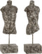 J-Line decoratie Buste Op Voet - polyresin - donkergrijs - 2 stuks