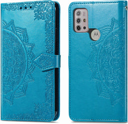imoshion Hoesje Geschikt voor Motorola Moto G30 / Moto G20 / Moto G10 Power / Moto G10 Hoesje Met Pasjeshouder - imoshion Mandala Bookcase - Turquoise
