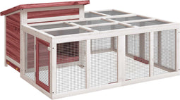 vidaXL - Konijnenhok - 144x123x67,5 - cm - massief - grenenhout - mokkakleurig