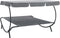 vidaXL - Loungebed - met - luifel - grijs