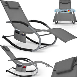 tectake® Ligstoel Taya - Ergonomisch Ligbed - Schommelfunctie - Grijs