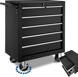 tectake® - Gereedschapswagen 5 lades - vergrendelbaar - zwart
