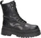 PS Poelman Korio - Leren Chunky Plateau Combat Veterlaarzen - Zwart - Dames - Maat 40