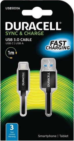 PSA Parts USB5031A - USB 2.0 naar Type-C kabel - 1 meter - Zwart