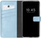 Selencia iPhone 13 Mini - Echt Lederen Bookcase - Ruimte voor 3 pasjes - Lichtblauw
