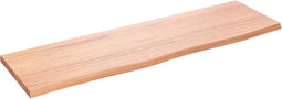 vidaXL - Wandschap - 100x30x2 - cm - behandeld - massief - eikenhout - lichtbruin