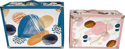Set decoratieve dozen DKD Home Decor Abstract Hout Polyester (43 x 19 x 34 cm) (2 pcs)