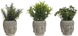 Decoratieve plant Home ESPRIT Polyethyleen Cement Boeddha 10 x 10 x 21 cm (3 Stuks)