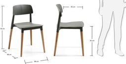 Kave Home Rigel - Stoel - Grijze kunststof zitting - Set van 4 (4 stuks)