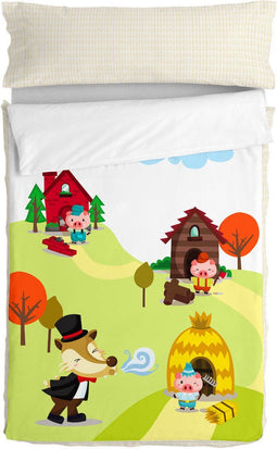 Dekbedovertrek zonder vulling HappyFriday Mr Fox Piggys Multicolour 90 x 200 cm