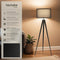 tectake® Vloerlamp Lunaris - Staande lamp 3-poot - 158 cm hoog - Linnenlook kap - Voetschakelaar - Zwart