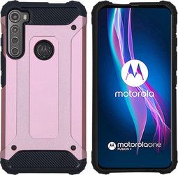 iMoshion Hoesje Geschikt voor Motorola One Fusion Plus Hoesje - iMoshion Rugged Xtreme Backcover - Rosé
