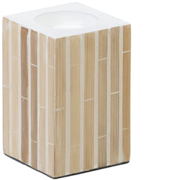 Kaarshouder Beige Bamboe Hout MDF 10,5 x 10,5 x 16 cm