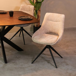 LABEL51 Marlow Eetkamerstoel - Bruin - Velvet - Black Frame - Stoel - Normale eetkamerstoel