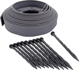 Nature - Borderrandset - H5cm x 10m - met grondpennen - grijs