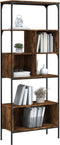 vidaXL - Boekenkast - 5-laags - 76x33x188,5 - cm - bewerkt - hout - gerookt - eiken