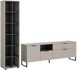 Furnilux Noida - Woonkamercombinatie - Praktische indeling - Zwart - 41x245x192cm