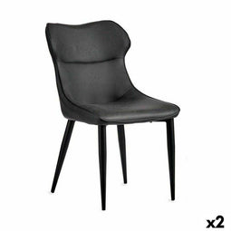 Leunstoel Zwart Antraciet Staal 49 x 86 x 60 cm (2 Stuks)