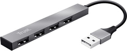 Trust Halyx - USB Hub - 4x USB 2.0 - Aluminium Grijs