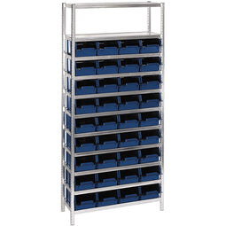 Raaco Rekkensysteem 6-1100 - Professioneel opbergsysteem - 11 planken 36 bakken - Blauw