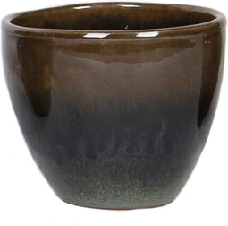 PTMD Vero Ronde Bloempot - H10 x Ø10,5 cm - Terracotta - Groen