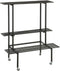 Mica Decorations Greenrax - Plantenstandaard - 3 hoogtes met wielen - Zwart - L90 x B44 x H102 cm