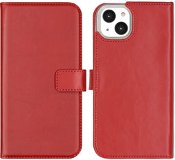 Selencia iPhone 14 Plus - Echt Lederen Bookcase - 3 Pashouders - Rood