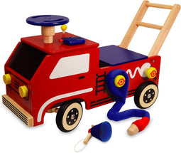 I'M Toy Duwkar Brandweer - Loop- en duwwagen - Megaphone toeter brandweerslang - Rood (1 stuk)