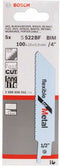 Bosch S 522 BF - Reciprozaagblad - BIM voor dik staal (3-8 mm) - 100 mm lengte