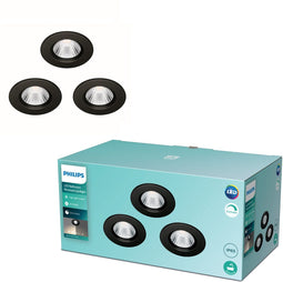 Philips Dive - Badkamer inbouwspot - Dimbaar - Zwart (3-pack)