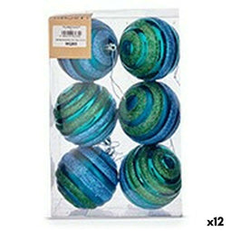 Set kerstballen Krist+ 00887 Blauw Groen PVC Ø 8 cm (12 Stuks)