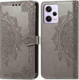 iMoshion Hoesje Geschikt voor Xiaomi Redmi Note 12 Pro Hoesje Met Pasjeshouder - iMoshion Mandala Bookcase - Grijs