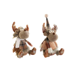 Kerstversiering DKD Home Decor Bruin Rendier 13 x 12 x 25 cm (2 Stuks)