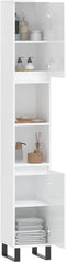 vidaXL - Badkamerkast - 30x30x190 - cm - bewerkt - hout - hoogglans - wit