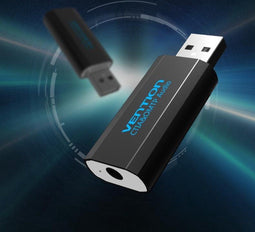 3D USB externe geluidskaart naar 3.5mm audio microfoon AUX adapter - Zwart