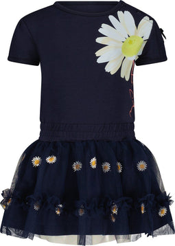 Le Chic SQUIDIE C302-7877 - Meisjes Jurkje - Bloem-print met tule - Maat 98