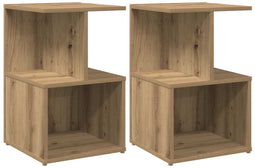 vidaXL - Nachtkastjes - 2 - st - 35x35x55cm - bewerkt - hout - artisanaal - eikenkleur