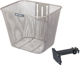 Basil Bilbao - Voormand fiets - Vaste montage - Incl. TÜV-gekeurde bevestiging - Fijnmazig staal - Nude metallic