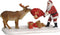 LuVille Kerstdorp Miniatuur Rendier die Kerstman Plaagt - L12 x B7,5 x H7 cm