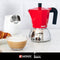 MONIX M863106 - Italiaanse Koffiezetapparaat - Aluminium en RVS - Rood