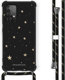 iMoshion Hoesje Geschikt voor Samsung Galaxy A52 (4G) / A52s / A52 (5G) Hoesje Met Koord - iMoshion Design Hoesje met Koord - Goud / Zwart / Stars Gold