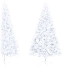 vidaXL - Kunstkerstboom - met - standaard - half - 150 - cm - PVC - wit